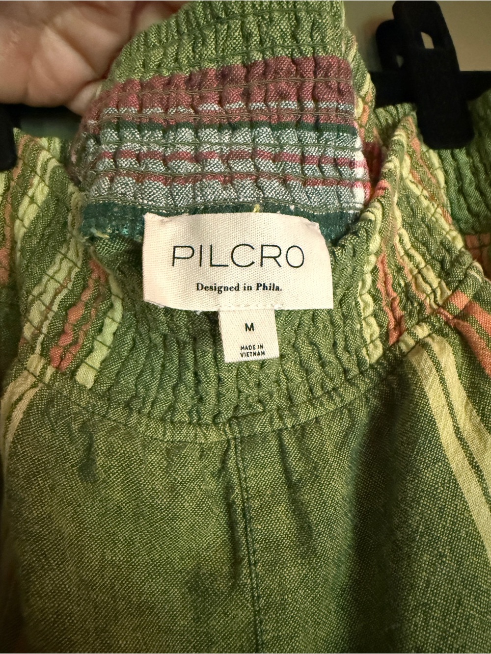 Pilcro (Anthropologie) Green Striped Elastic-Waist Shorts - Picture 4 of 4